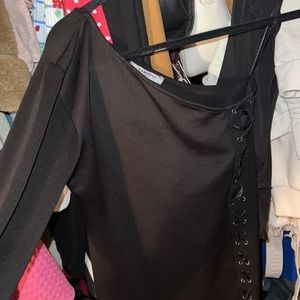 One shoulder tie up mini dress